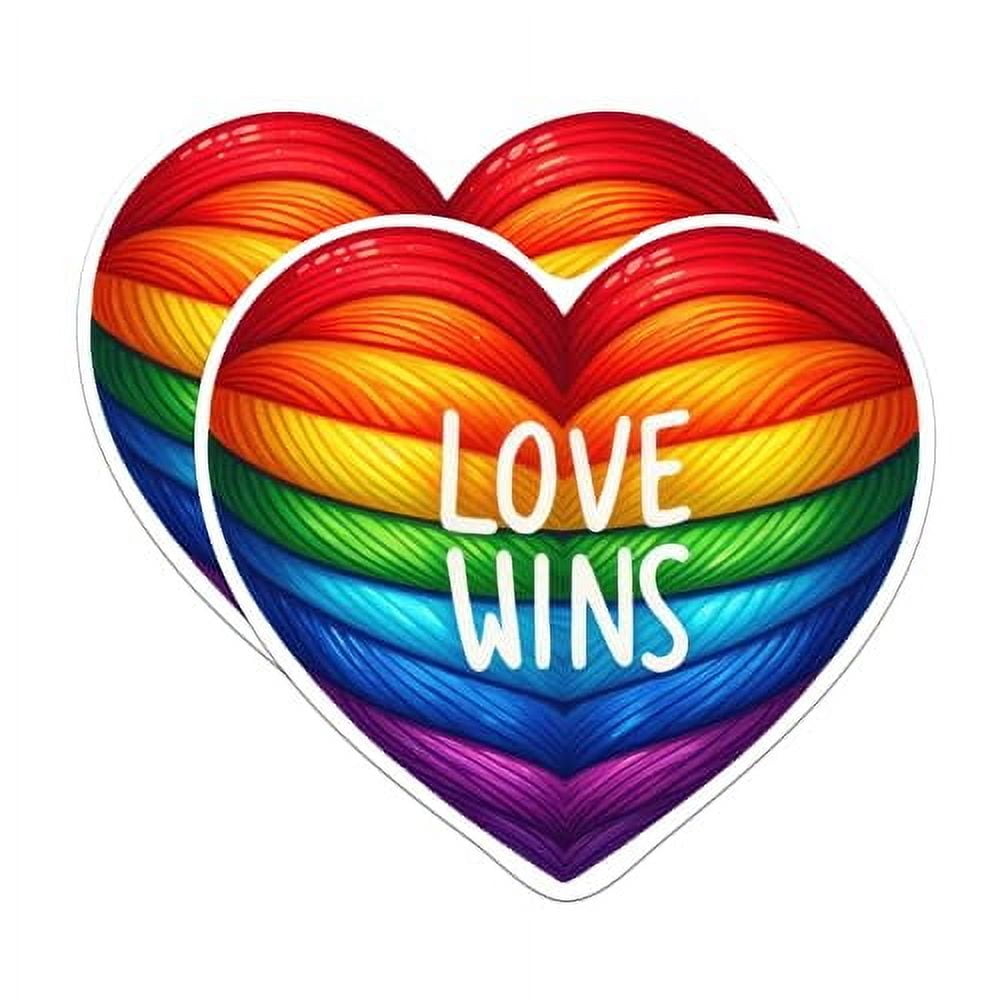 (2 Pack) Love Wins Rainbow Colored Heart Magnets - LGBTQ Gay Pride ...