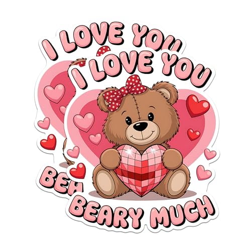 (2 Pack) Love You Bear Magnets - Cute Bear Magnets - I Love You Fridge Magnets- 5" On Longest Side - for Fridges, Toolboxes, Cars - Made in USA - MAG2975
