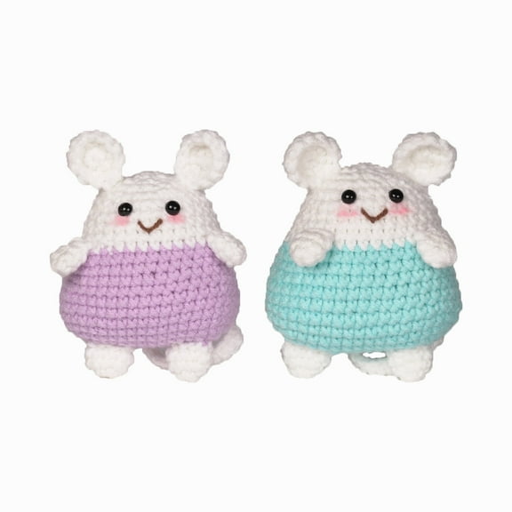 2 Pack Lovely Animal Wool Kit for Beginners and Experts of Different Ages, All-in-One Crochet Knitting Kit Includes Materials and Video Instruction