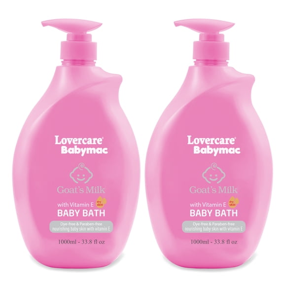 2-Pack LoverCare Babymac Goat's Milk Baby Bath with Vitamin E-33.8 fl oz (1000ml)