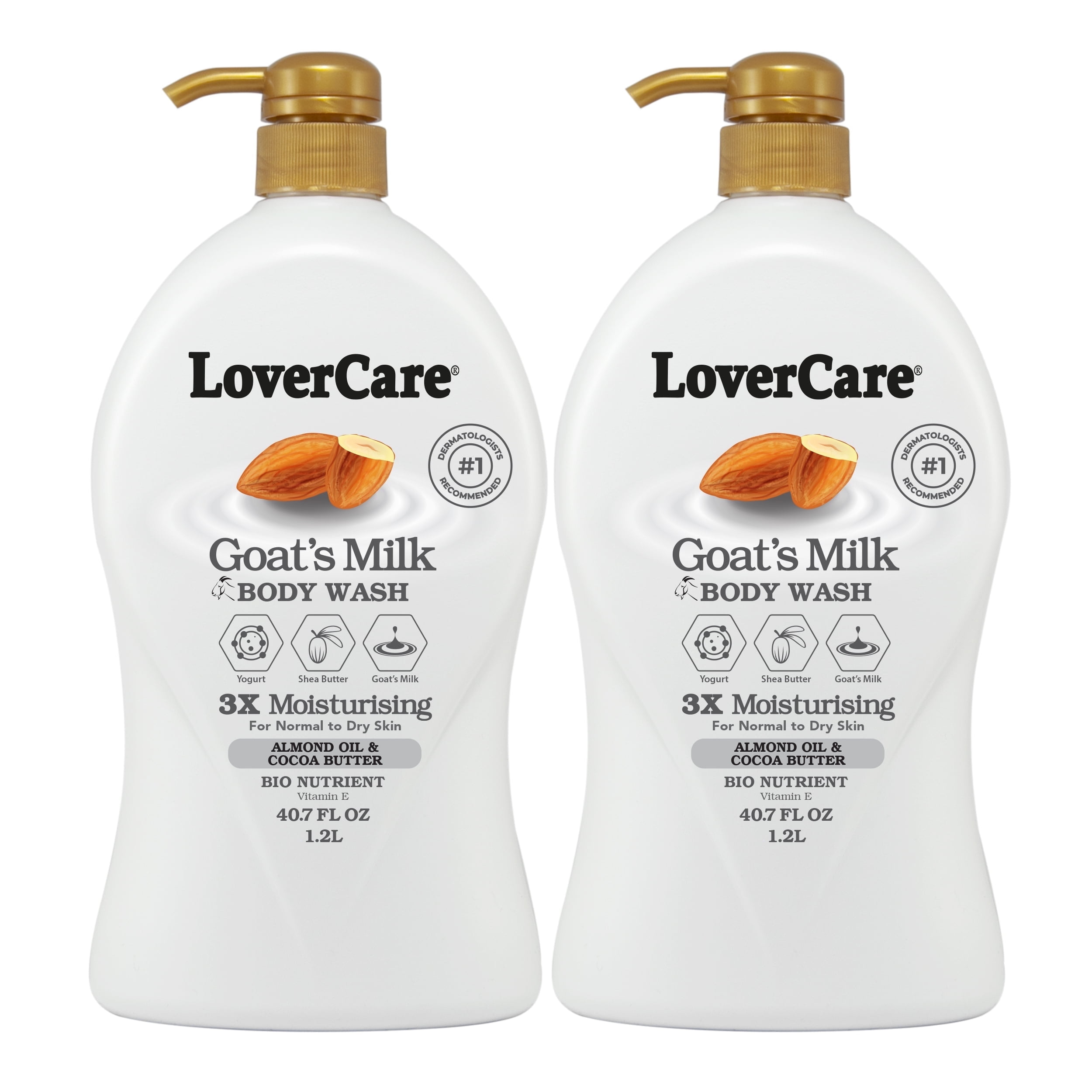 2-Pack LoverCare Goat's Milk Almond Oil & Cocoa Butter Body Wash 40.7 fl oz (1200ml)