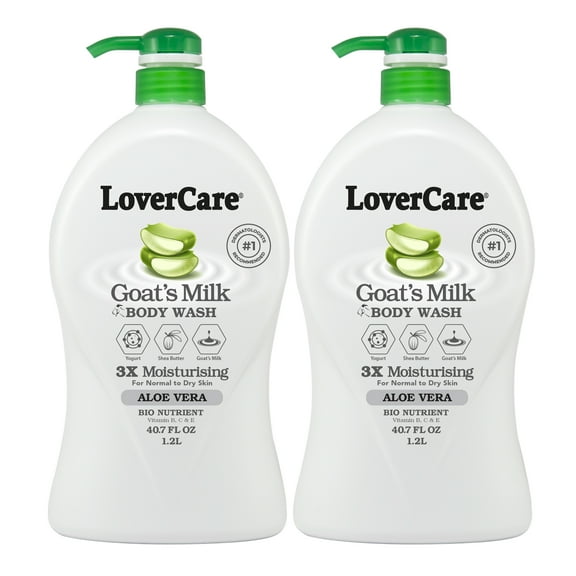 2-Pack LoverCare Goat's Milk Aloe Vera Body Wash 40.7 fl oz (1200ml)