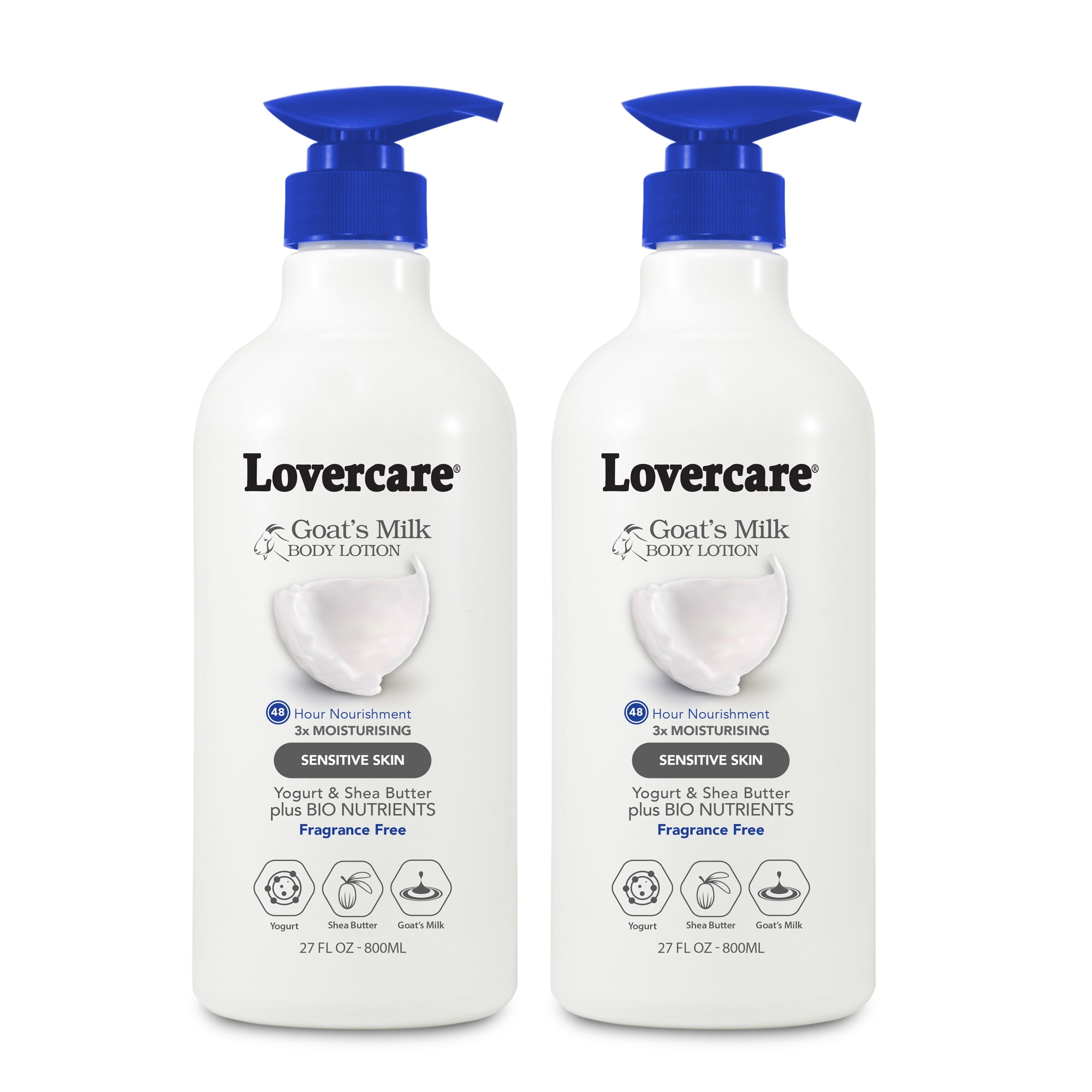 2-Pack LoverCare Goat's Milk Body Lotion 27 fl oz (800ml) - Sensitive Skin - Unscented Fragrance-Free