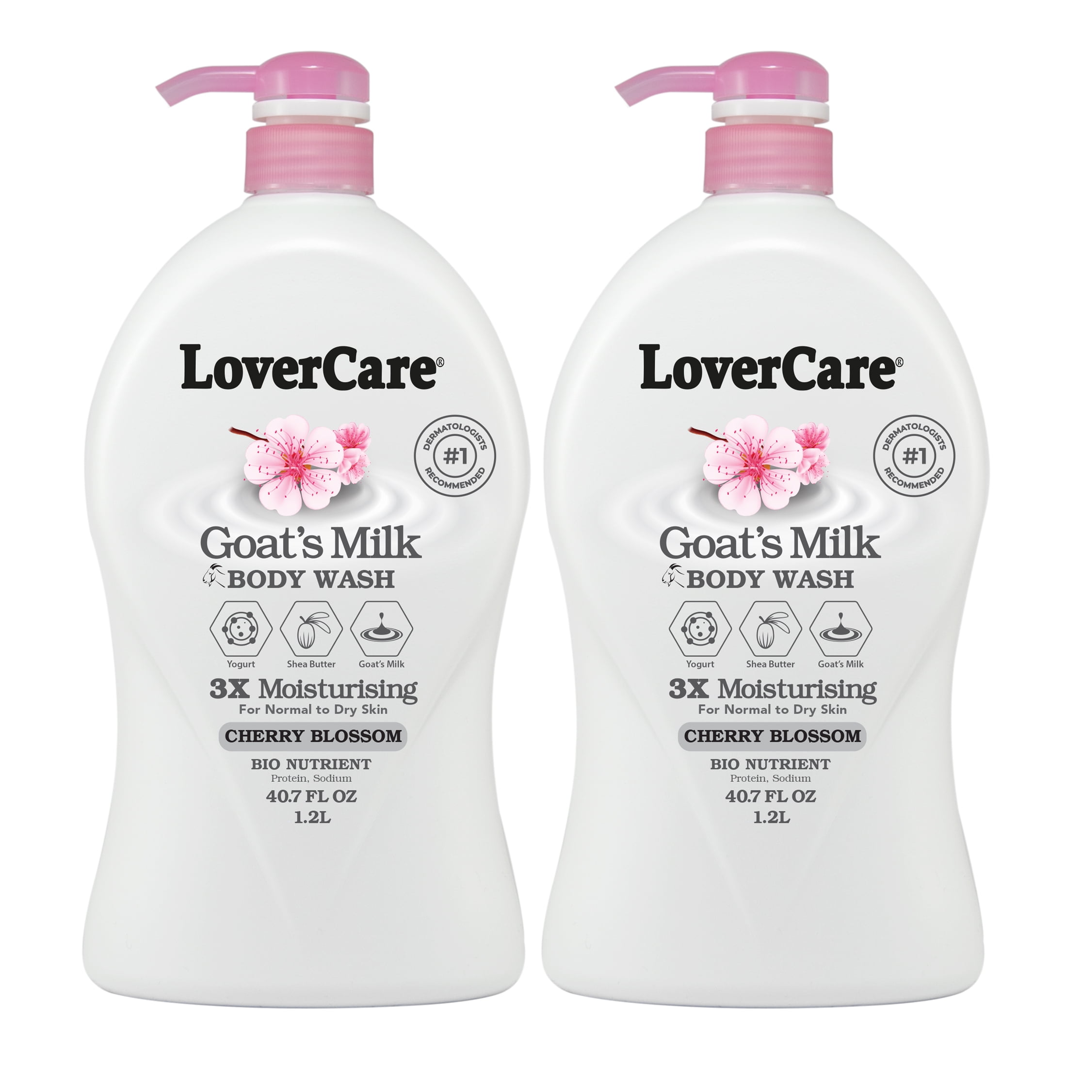 2-Pack LoverCare Goat's Milk Cherry Blossom Body Wash 40.7 fl oz (1200ml)