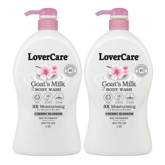 2-Pack LoverCare Goat's Milk Cherry Blossom Body Wash 40.7 fl oz (1200ml)