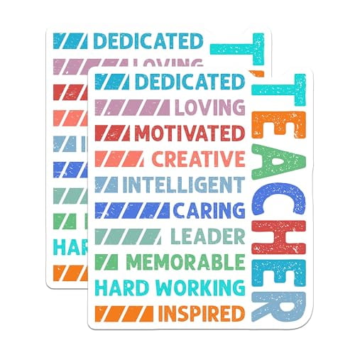 (2 Pack) Loving Teacher Magnets - Motivated Teacher - Caring Teacher - Inspired Teacher - Creative Leader - Intelligent - 5" On Longest Side - for Cars, Fridges, Toolboxes - Made in USA - MAG5789
