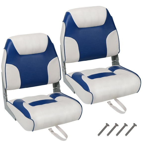 2 Pack Low Back Boat Seats, Boat Seats Stainless Steel Screws Included, Fold-Down Fishing Boat Chair with Thickened Sponge Padding and Hinge for Sightseeing Boat, Speedboat, Canoe