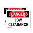 thumbnail image 1 of (2 Pack) Low Clearance OSHA Danger Sign 14 Inch X 10 Inch Plastic Sign, Weather Resistant, UV Protected for Workplace, Business, and Construction Site, Made in the USA, 1 of 8
