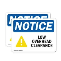 (2 Pack) Low Overhead Clearance Sign With Symbol OSHA Notice Sign 5 Inch X 3.5 Inch Vinyl Label Decal Sticker Weather Resistant, UV Protected for Workplace, Business, and Construction