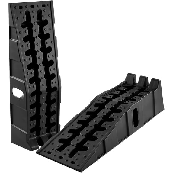 2 Pack Low Profile Car Service Ramps 15000 lbs GVW 8.6 In Lift 17 Incline Heavy Duty Plastic Auto Ramps for Oil Change and Maintenance