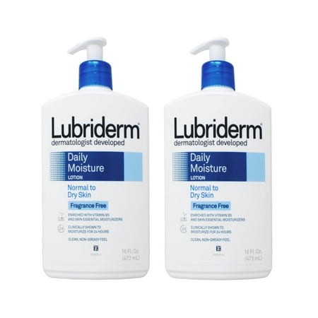 Lubriderm Daily Moisture Lotion Fragrance Free, 16 oz (Pack of 2)