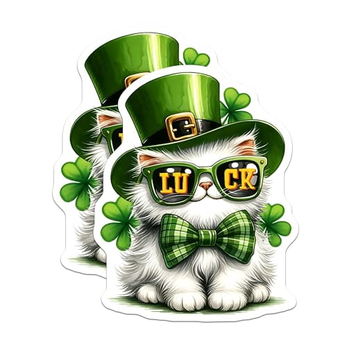 (2 Pack) Lucky Cat Magnets - St. Patrick's Day Decor - 5" On Longest Side - for Cars, Fridges, Toolboxes - Made in USA - MAG8105