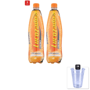 2 Pack | Lucozade Energy Orange, 1 L & 3x 9oz Disposable Plastic Cups