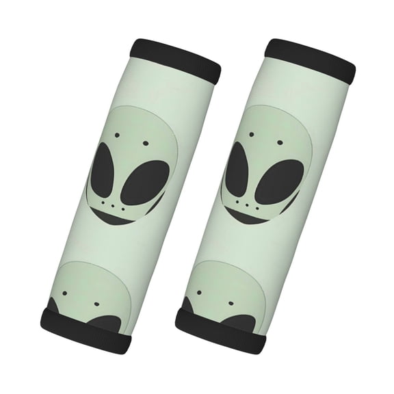 2 Pack Luggage Handle Covers And Grips Dimensions: 5.5 X 4.7 Inches Soft Padded Handle Covers Durable Luggage Handle Covers Alien Head Image