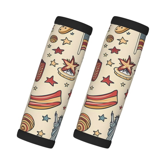 2 Pack Luggage Handle Covers And Grips Dimensions: 5.5 X 4.7 Inches Soft Padded Handle Covers Durable Luggage Handle Covers Independence Day Theme Elements Star (4)