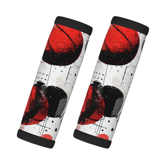 2 Pack Luggage Handle Covers And Grips Dimensions: 5.5 X 4.7 Inches Soft Padded Handle Covers Durable Luggage Handle Covers Seamless Pattern Basketballs Street Sport Elements