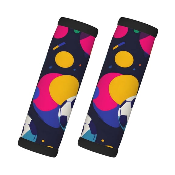2 Pack Luggage Handle Covers And Grips Dimensions: 5.5 X 4.7 Inches Soft Padded Handle Covers Durable Luggage Handle Covers Soccer Balls, Sporty Elements, Dynamic