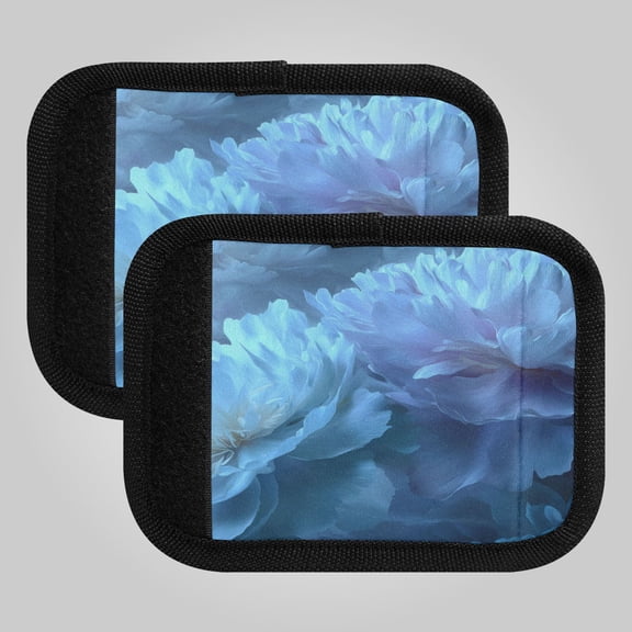 2-Pack Luggage Handle Wrap for Suitcase Includes Back Information Card Cool-toned Lotus Flowers Pattern