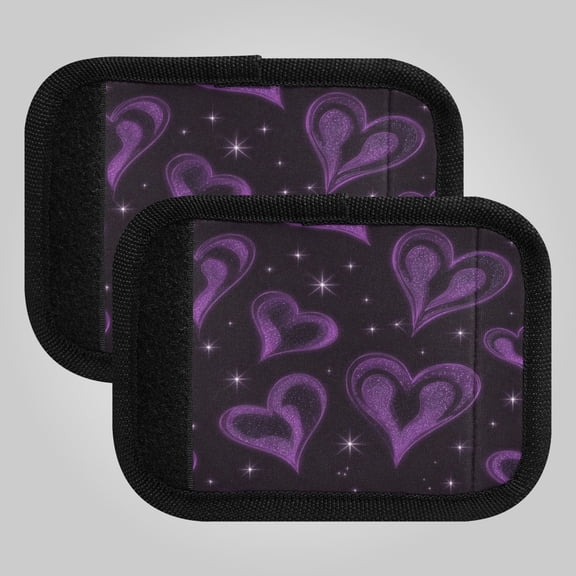 2-Pack Luggage Handle Wrap for Suitcase Includes Back Information Card Midnight Amethyst Sparkle