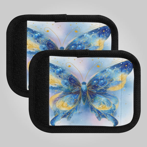 2-Pack Luggage Handle Wrap for Suitcase Includes Back Information Card Midnight Sapphire Butterfly
