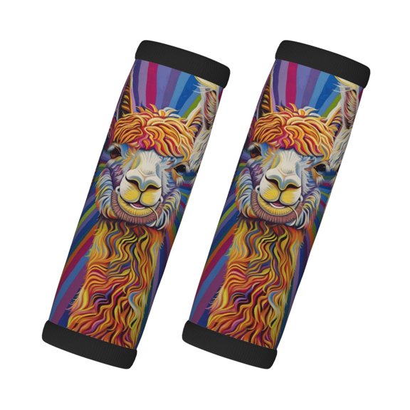 2 Pack Luggage Handle Wraps For Suitcase Comfort Soft Handle Covers Identifier Luggage Makers Covers Wraps Travel Accessories Llamas Alpacas (1)