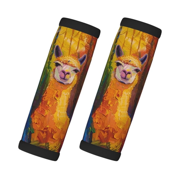 2 Pack Luggage Handle Wraps For Suitcase Comfort Soft Handle Covers Identifier Luggage Makers Covers Wraps Travel Accessories Llamas Alpacas (2)