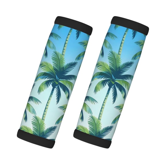 2 Pack Luggage Handle Wraps For Suitcase Comfort Soft Handle Covers Identifier Luggage Makers Covers Wraps Travel Accessories Summer Coconut Tree (6)
