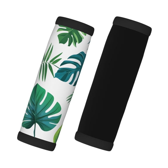 2 Pack Luggage Handle Wraps Grips, 5.5x4.7in Soft Padded Handle Covers For Suitcase, Durable Luggage Handles Wrap Grips For Travel Exotic Tropical Palm Leaves