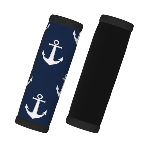 2 Pack Luggage Handle Wraps Grips, 5.5x4.7in Soft Padded Handle Covers For Suitcase, Durable Luggage Handles Wrap Grips For Travel Navy BlueSea Anchor