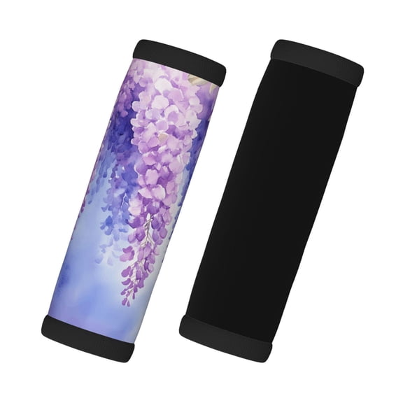 2 Pack Luggage Handle Wraps Grips, 5.5x4.7in Soft Padded Handle Covers For Suitcase, Durable Luggage Handles Wrap Grips For Travel Watercolor Lavender Purple Flowers