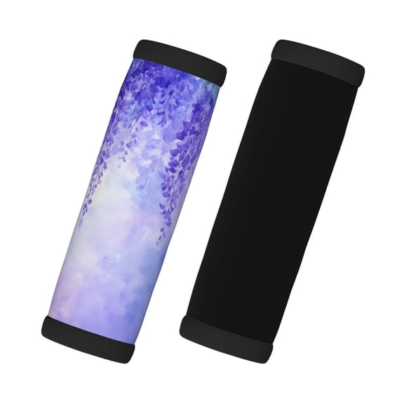 2 Pack Luggage Handle Wraps Grips, 5.5x4.7in Soft Padded Handle Covers For Suitcase, Durable Luggage Handles Wrap Grips For Travel Watercolor Lavender Purple Flower