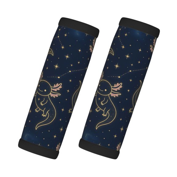 2 Pack Luggage Handle Wraps For Suitcase Comfort Soft Handle Covers Identifier Luggage Makers Covers Wraps Travel Accessories Axolotl Constellations - Deep-Space Cute