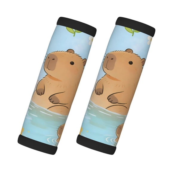 2 Pack Luggage Handle Wraps For Suitcase Comfort Soft Handle Covers Identifier Luggage Makers Covers Wraps Travel Accessories Capybaras Soaking In Hot Springs