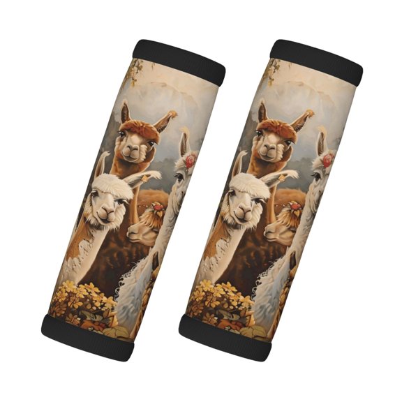 2 Pack Luggage Handle Wraps For Suitcase Comfort Soft Handle Covers Identifier Luggage Makers Covers Wraps Travel Accessories Cute Llamas Alpacas Mysticism (3)