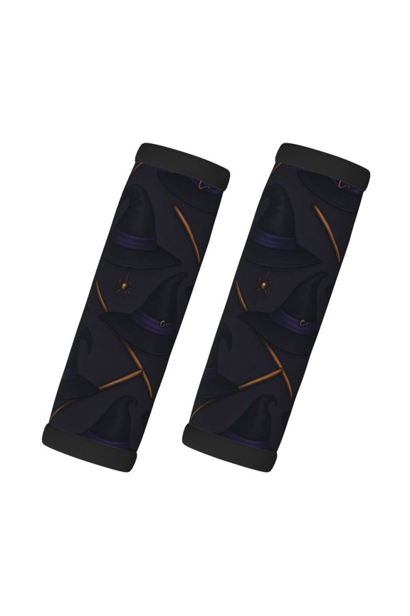 2 Pack Luggage Handle Wraps For Suitcase Comfort Soft Handle Covers Identifier Luggage Makers Covers Wraps Travel Accessories Witch Hat And Broomstick Halloween Pattern
