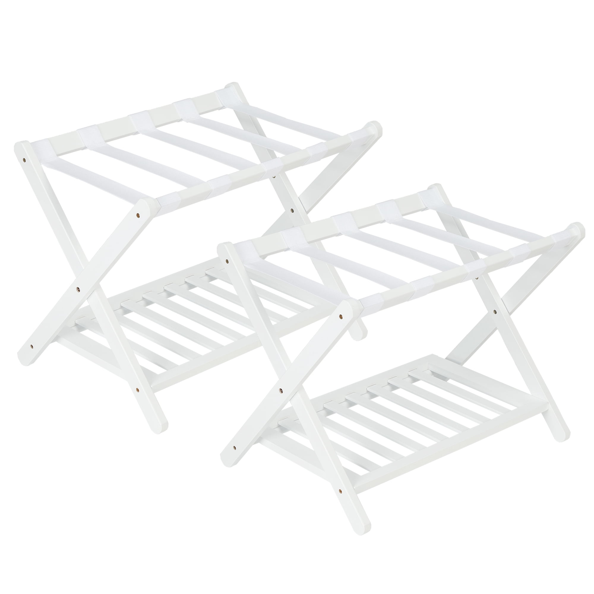 2-Pack Luggage Rack,Folding Suitcase Stand with Storage Shelf and Nylon ...