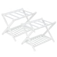 thumbnail image 1 of 2-Pack Luggage Rack,Folding Suitcase Stand with Storage Shelf and Nylon Straps,Premium Bamboo Luggage Rack,Holds Up to 150 Lb,Fits Most Luggage Sizes, for Bedrooms, Living Rooms, and Hotels, White, 1 of 8