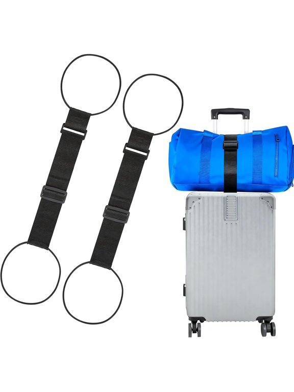 2 Pack Luggage Strap for Carry On Bag,Multi Use Strong Adjustable Connector Straps, Black Elastic Travel Belt for Suitcase, Backpack, Handbag, Easy Wrap, Lightweight