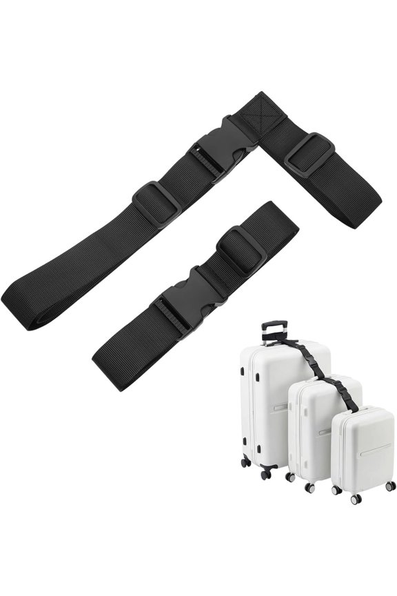 2 Pack Luggage Straps Connector for Suitcases Heavy Duty Adjustable Suitcase Belt Add a Bag Travel Attachment Accessories T-Type and Normal Suitcase Straps for Connecting Your Luggage Together