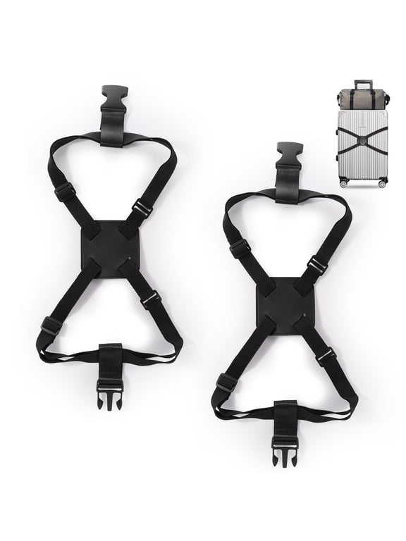 2 Pack Luggage Straps for Suitcase, Adjustable Luggage Belt Bungees Straps with Buckle, Elastic Suitcase Straps Connectors for Travel Tie Down Backpack Bag Cruise Accessories (Black)