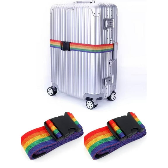 2 Pack Luggage Straps Suitcase Belt, Travel Adjustable Suitcase Belt for and Man Women Travel Accessories (Rainbow color)