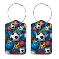 thumbnail image 1 of 2 Pack Luggage Tag for Suitcase, Football Soccer Baggage Tag with Stainless Steel Loop Privacy Cover for Women Girls Bag Travel, 1 of 7