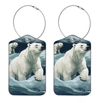 2 Pack Luggage Tags for Suitcases Leather Name Travel Tags for Luggage ID Label Bag Tags, White Bear