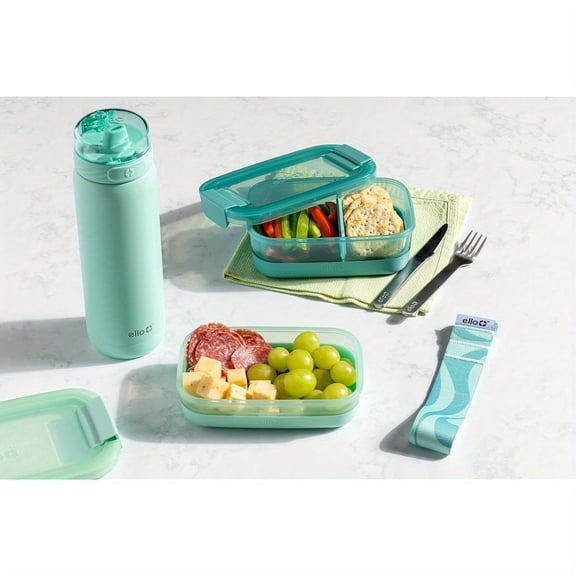 2- Pack Lunch Stack Plastic Food Storage Container Bento Box with Airtight, Leak- Proof Locking Plastic Lids and Silicone Base, BPA- Free, Freezer, Microwave, and Dishwasher Safe