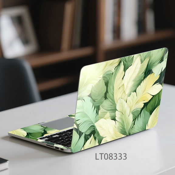 2-Pack Lush Green Tropical Leaves Laptop Skin Stickers, 27.5x38.3cm PVC Material, Cut-to-Fit, Scratch-Resistant & Residue-Free, Universal Fit for 13-17 Inch MacBook, Dell, HP & More