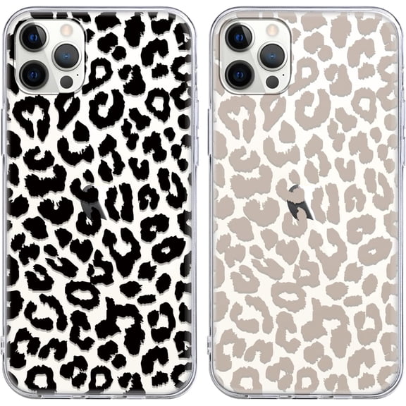 2 Pack Luxury Cheetah Print for iPhone 14 Pro 6.1" Phone Case, Aesthetic Leopard Pattern Design Clear TPU Case Soft Slim Silicone Shockproof Protective Funda for Girls Women