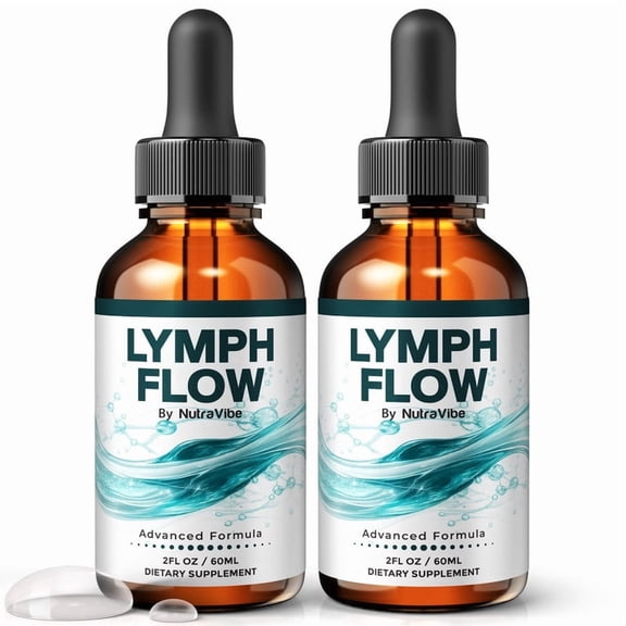 (2 Pack) Lymph Flow Drops – Daily Liquid Formula with a Clean, Natural Blend to Support Natural Flow, Balanced Levels & Healthy Circulation | Convenient for Consistent Use (60 Servings)