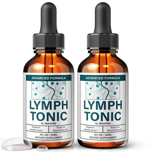 (2 Pack) Lymph Tonic Drops Daily Liquid Formula with a Clean, Natural Blend to Support Natural Flow, Balanced Levels & Healthy Circulation | Convenient for Consistent Use (60 Servings)