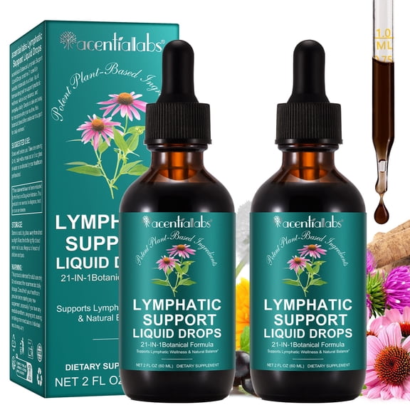 2 Pack Lymphatic Support Drops, 6000 mg Per Serving, Immune & Lymphatic System Support, 2 fl oz