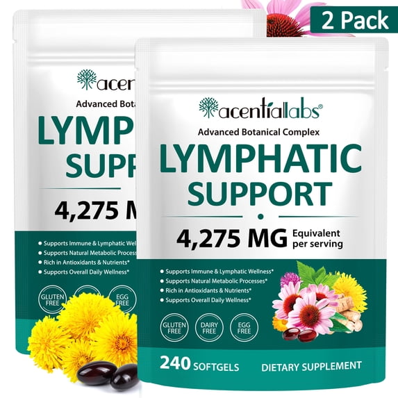 2 Pack Lymphatic Support Softgels, Botanical Complex, Natural Metabolic Support, 240 Softgels